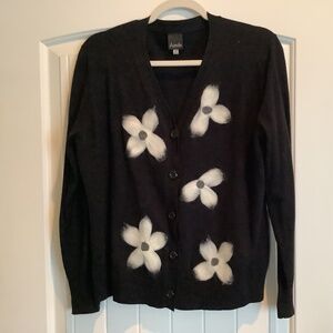 Cardigan sweater with Felted Flowers